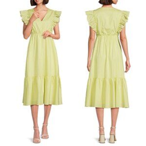 NWT NANETTE LEPORE STRIPED FLUTTER SLEEVE MIDI DRESS - SIZE 10